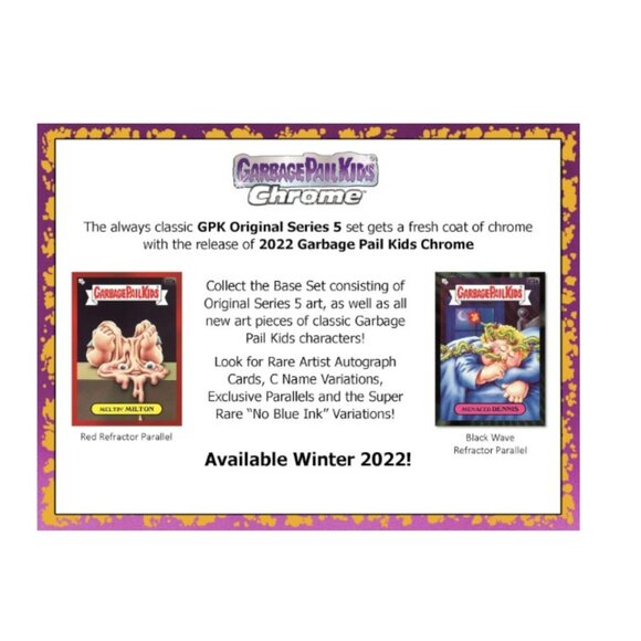 FACTORY SEALED NEW! 2022 Topps Garbage Pail Kids Chrome Series 5 Hobby Box - Picture 3 of 4